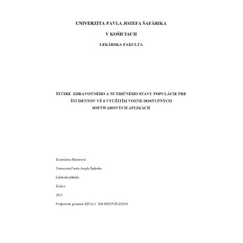 Štúdie zdravotného a nutričného stavu populácie pre študentov VŠ s využitím voľne dostupných softwarových aplikácií